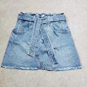 WE THE FREE East Of Eden Denim Mini Skirt Free People Retro Raw Hem Women's 25